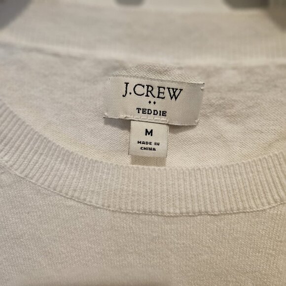 J. Crew Teddie Sweater Navy/White Striped w/ Hearts Size M Pull Over Like New - Picture 2 of 6